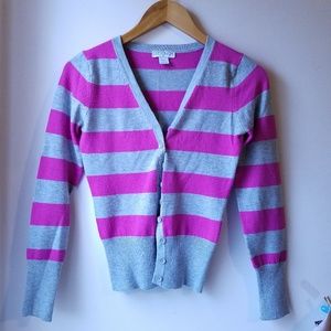 Pink and gray buttoned cardigan
